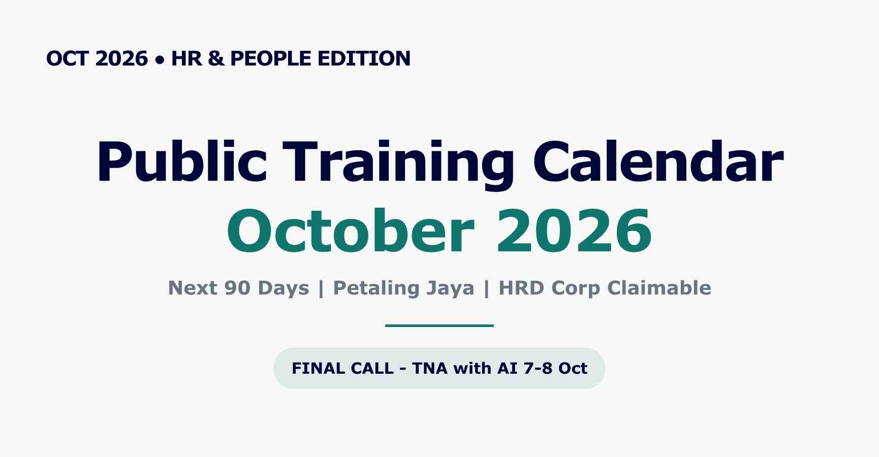 HRD Corp Claimable Public Training Calendar October 2026